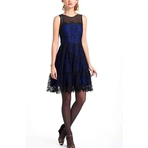 Moulinette Soeurs Anthropologie NWT Saphire Illusion Lace Overlay Dress Size 4 - Picture 14 of 14
